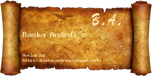 Baska András névjegykártya